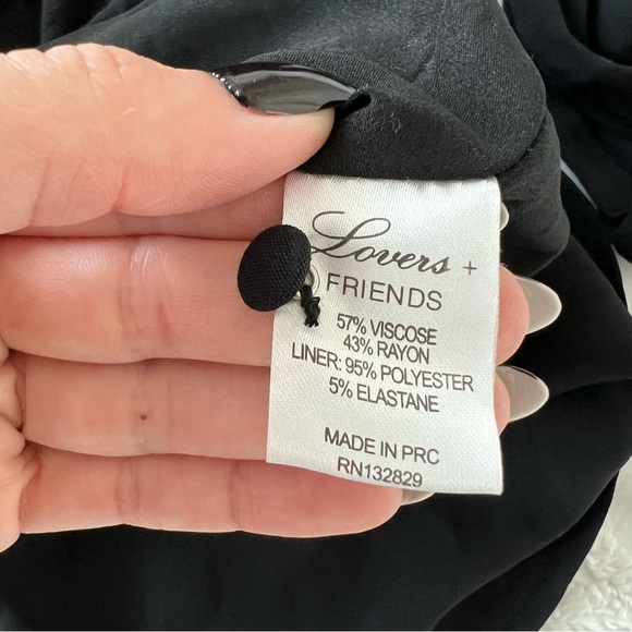 Lovers and Friends Black V Neck Mini Cocktail Dress Long Sleeve Fit and Flare - Picture 7 of 9